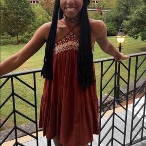 American Eagle Embroidered Halter Strap Dress